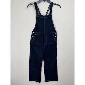 Free Assembly Girl’s Size 10 Overalls Denim Dark Wash Stretch Cotton/Spandex